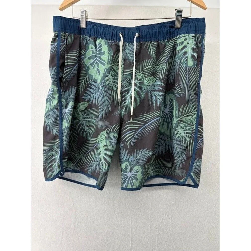 Fair Harbor Swim Shorts Lined Trunks‎ Sz XXL  Mens Hawaiian Leaf Floral Stretch