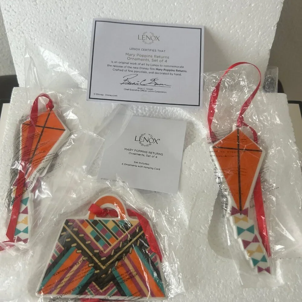 Lenox DISNEY Mary Poppins Returns Set of 3 Christmas Ornaments In Box READ!!!