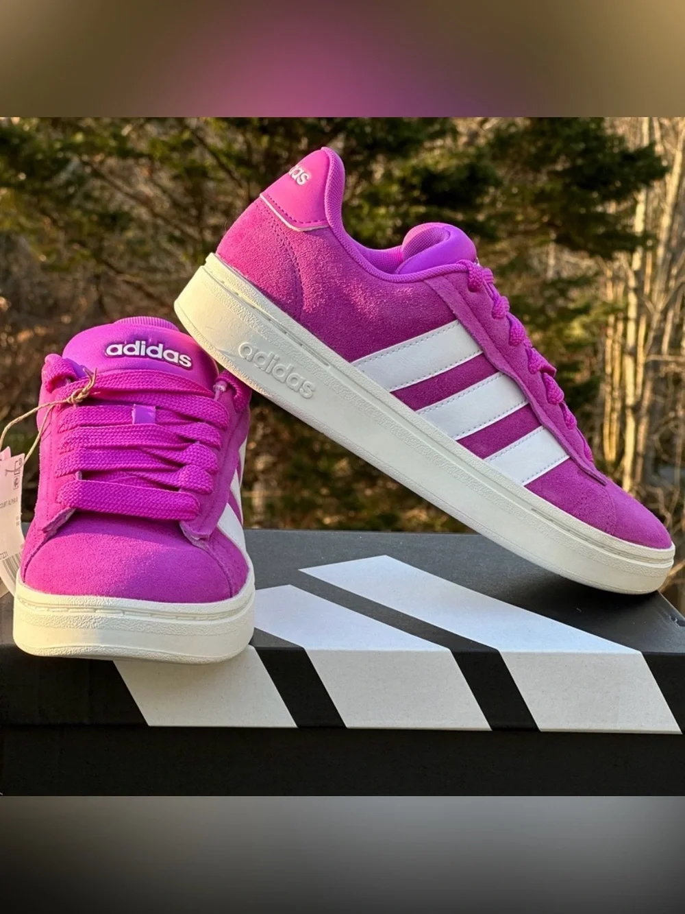 Adidas Grand Court Alpha Pink Purple Low Casual Sneaker Womens 8 Youth 6.5Y NEW