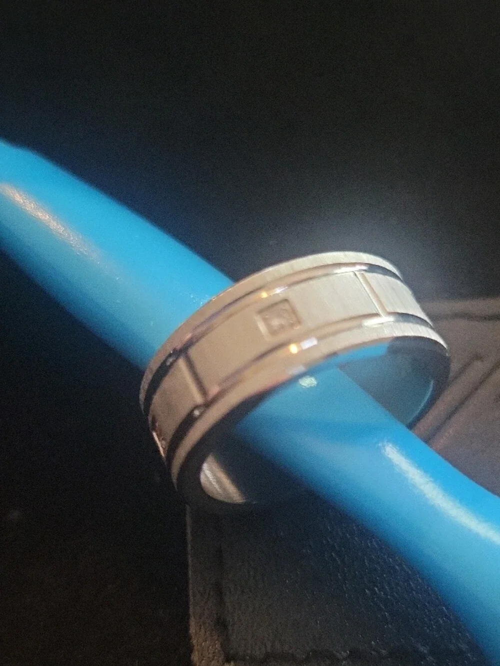 Contemporary Stainless Ring with CZ Size 10