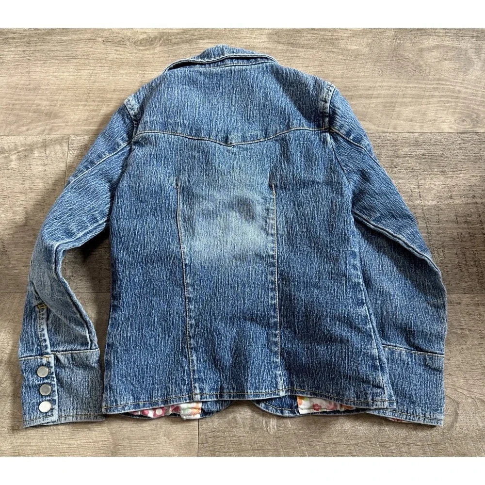 Vtg Girls Who's That Girl Denim Jacket Blazer Rhinestone Cat Kitten Kitty 5/6