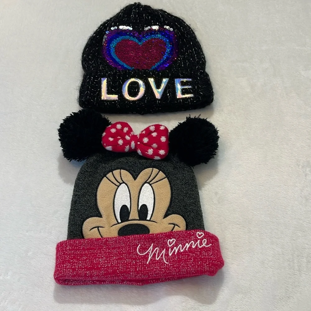 STOCKING CAPS.  DISNEY ANS THE PLACE. MINNIE AND LOVE. GREAT CONDITION, …