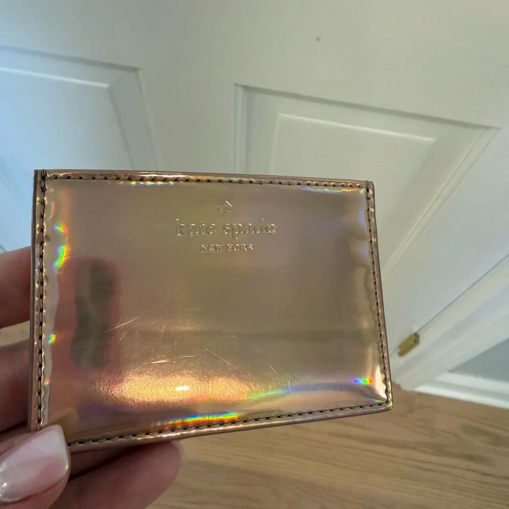 kate spade iridescent card holder - holographic bronze