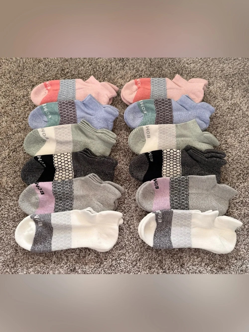 Bombas Women's No-Show Sock Variety Pack - Pink, Blue, Green, Gray, Black, White