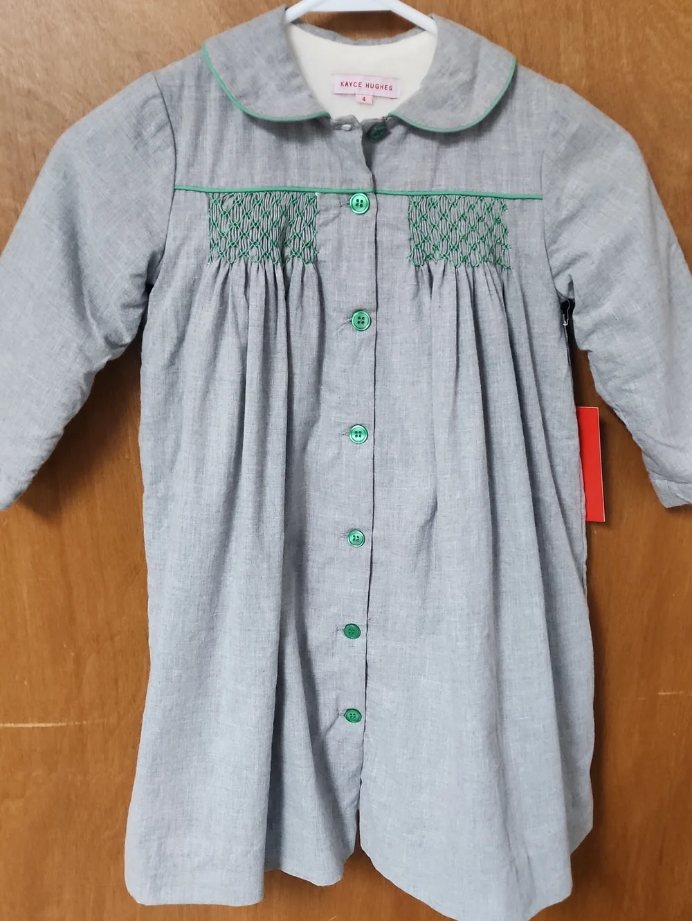 Smocked Coat Girls' 4t with Green Smocking Fleece Lined.