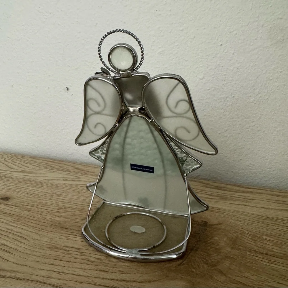International Silver Co Stained Glass Angel‎ Bird Candle Holder Christmas Dove