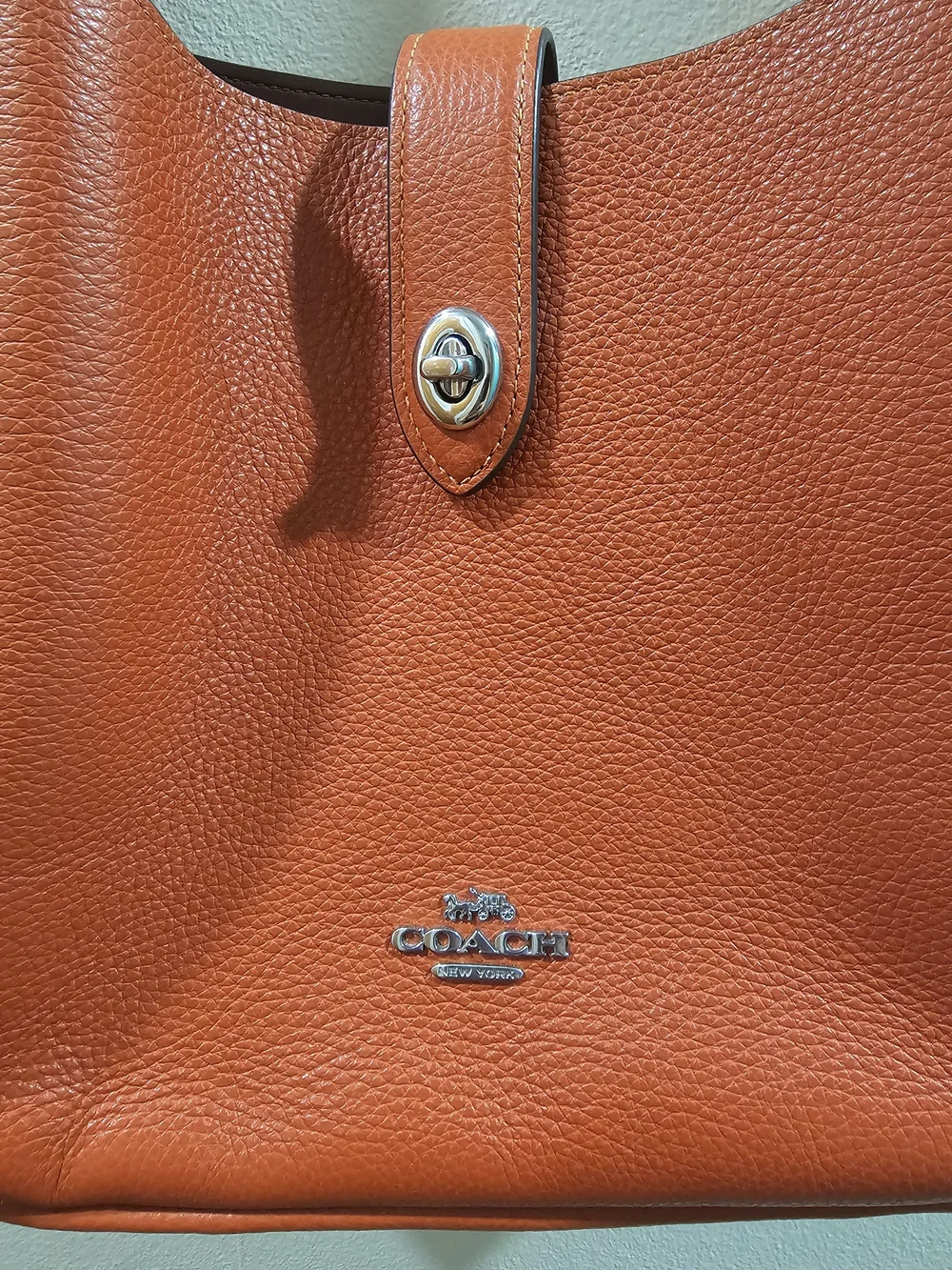 Coach Pebbled Leather Shoulder Bag in Orange