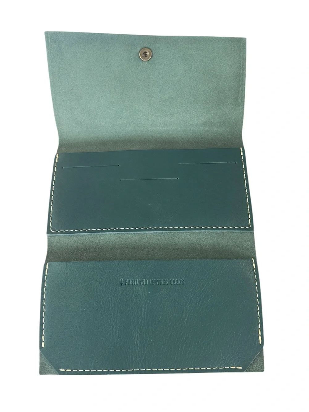 Portland Leather Goods Rancher Wallet Smooth Teal Blue Folding Clutch NEW