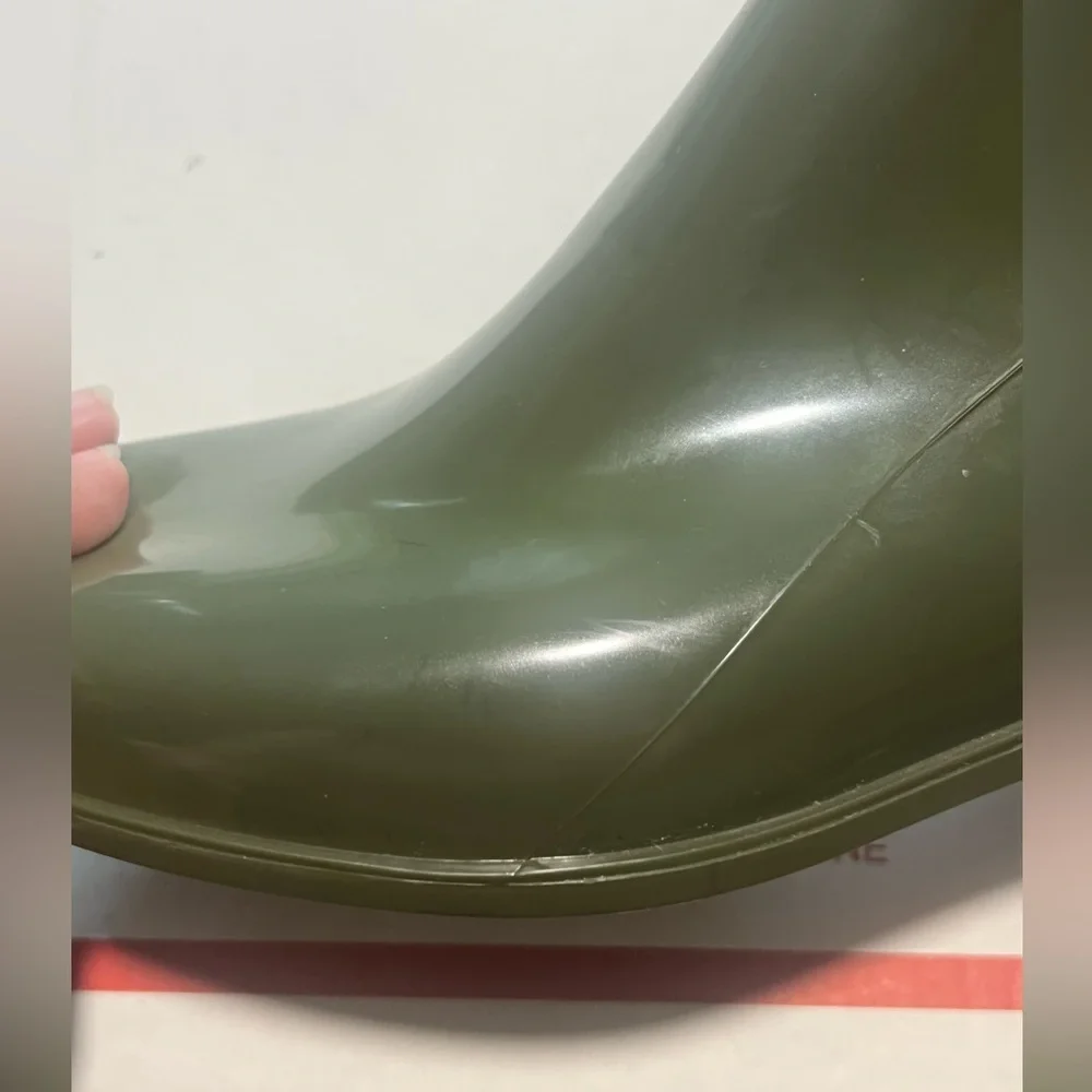 J.Crew Chelsea Rain Ankle Boots Olive Green Rubber Waterproof Size 9