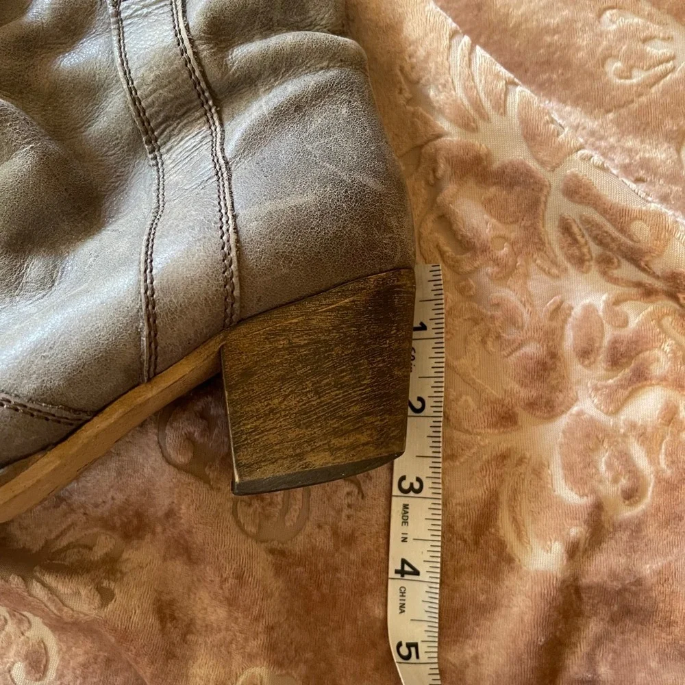 Sundance Leather Ankle Boots Women's‎ Taupe Stacked  Western boho Size 37