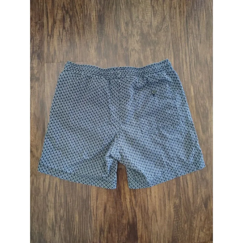 J.Crew Flex Mens Small Navy Geometric Print Drawstring Casual Shorts Stretch