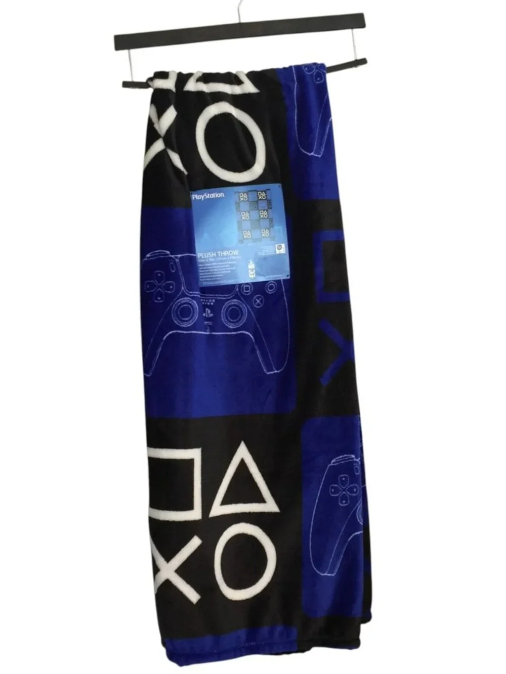 PLAYSTATION Game Controller XO Triangle Square Black Royal Blue Plush Throw 50