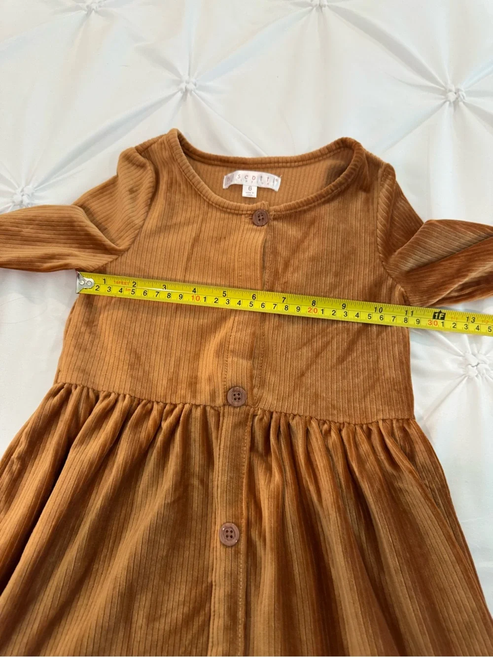 Kids 6T Biscotti Collezioni Brown Corduroy Tiered Button-Front Dress Kids Size 6
