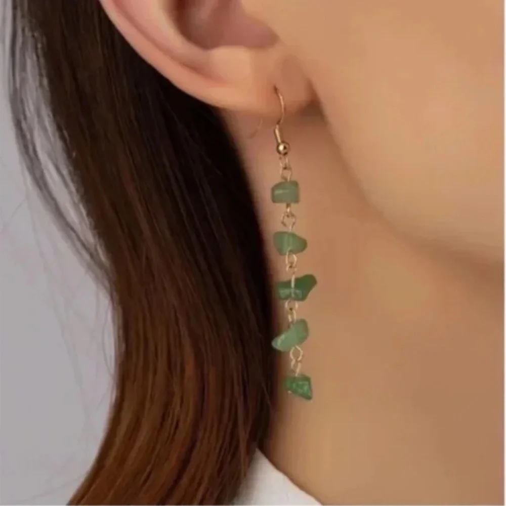❤️ FREE Stone Drop Tiered Boho Peasant Hippie Hipster Farm Cottage Earrings