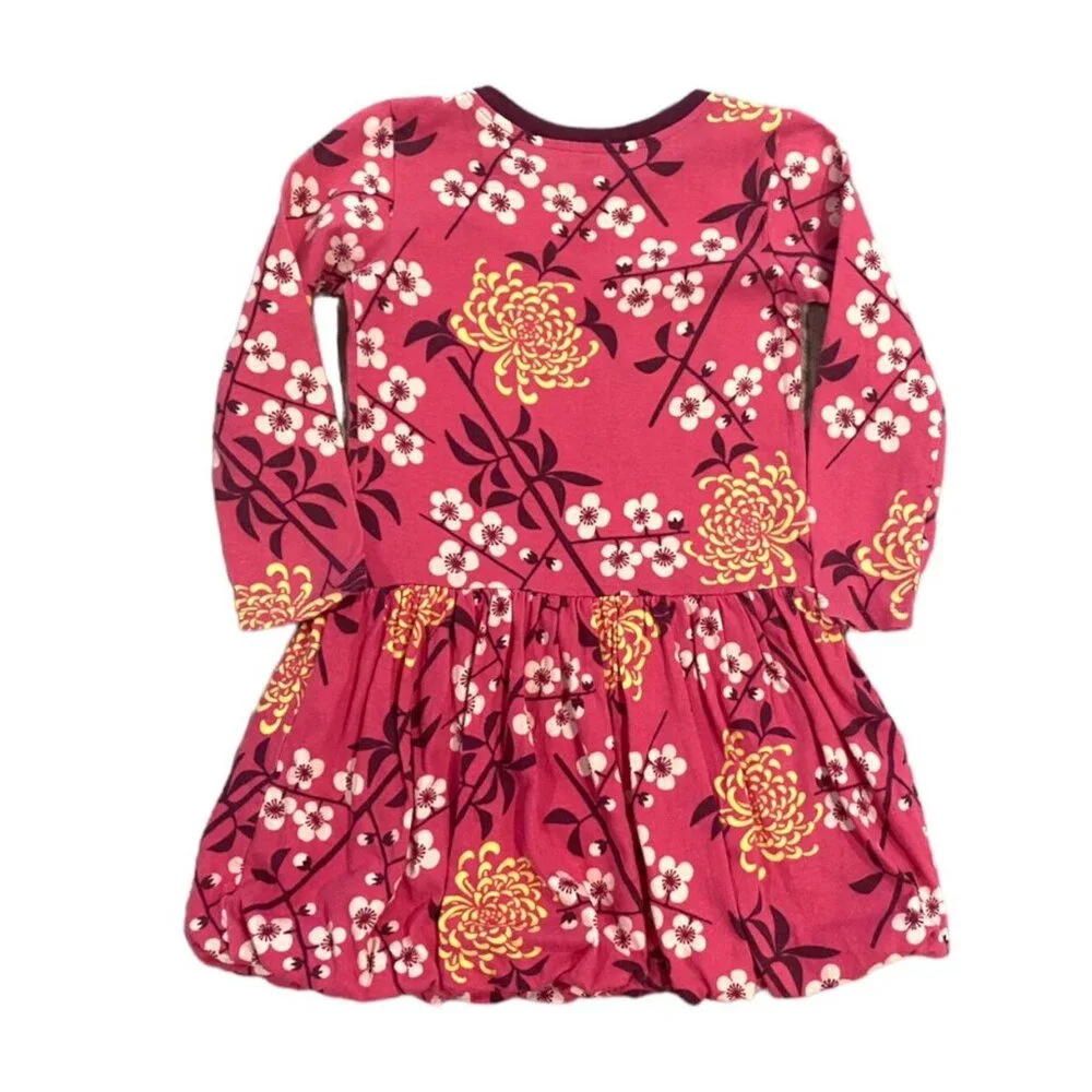 Tea Collection Sz 4 Pink Cherry Blossom Floral Bubble Dress
