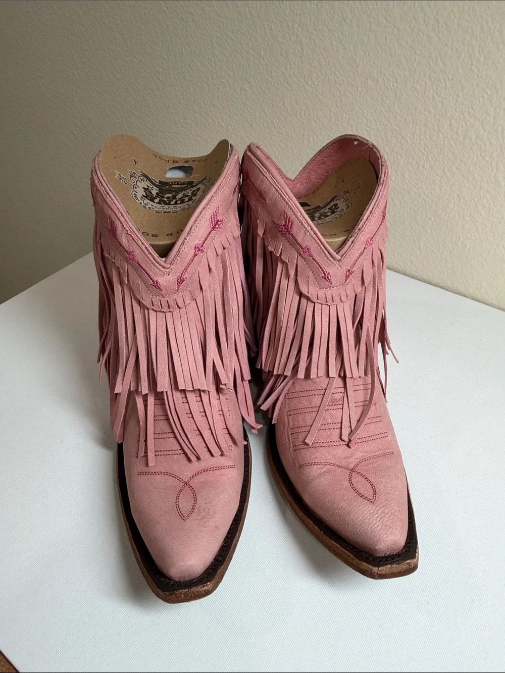 Junk Gypsy by Lane Pink Fringe Western Ankle Boots for Women