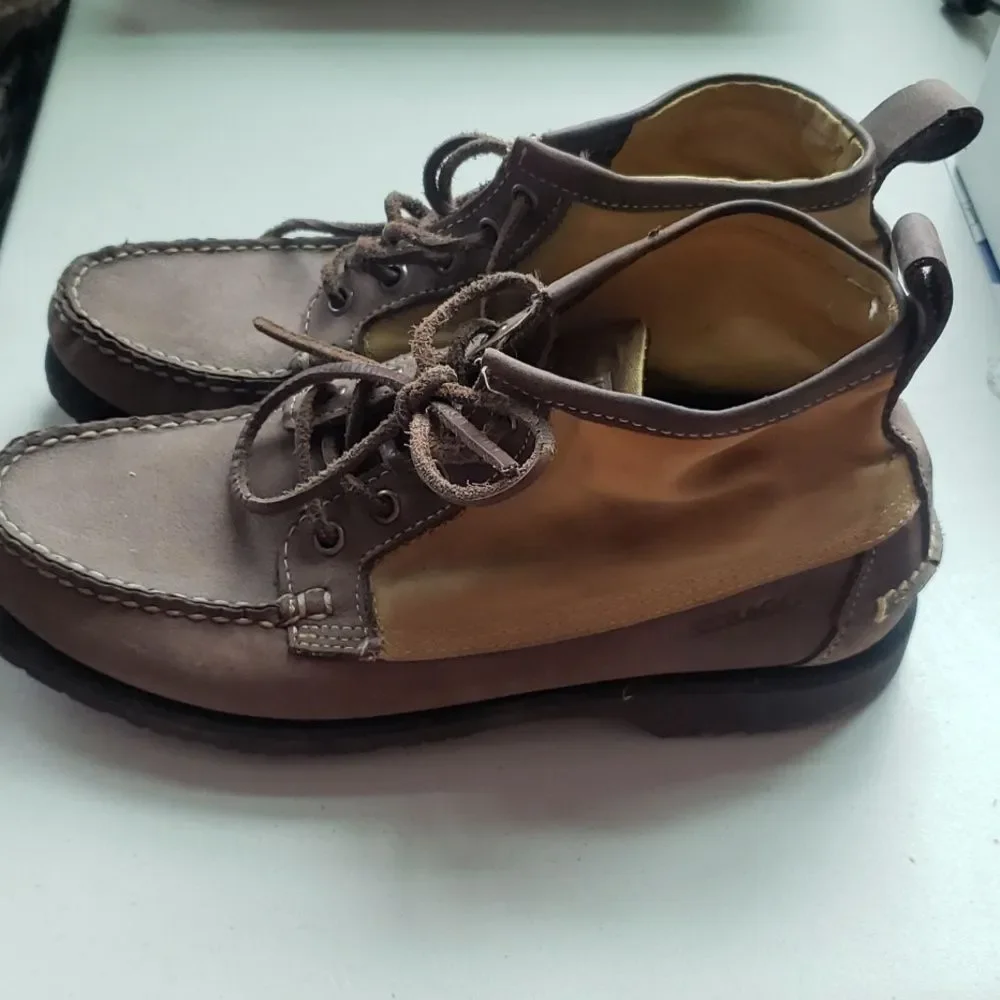 Filson Sebago Boots Tin Cloth Mens 7.5 Brown Tan Unisex Gorpcore Rugged Outdoor