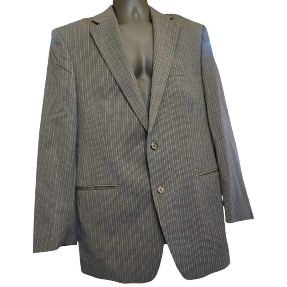 LAUREN RALPH LAUREN Men's Wool Charcoal Pinstripe Suit Jacket Blazer sz 42L