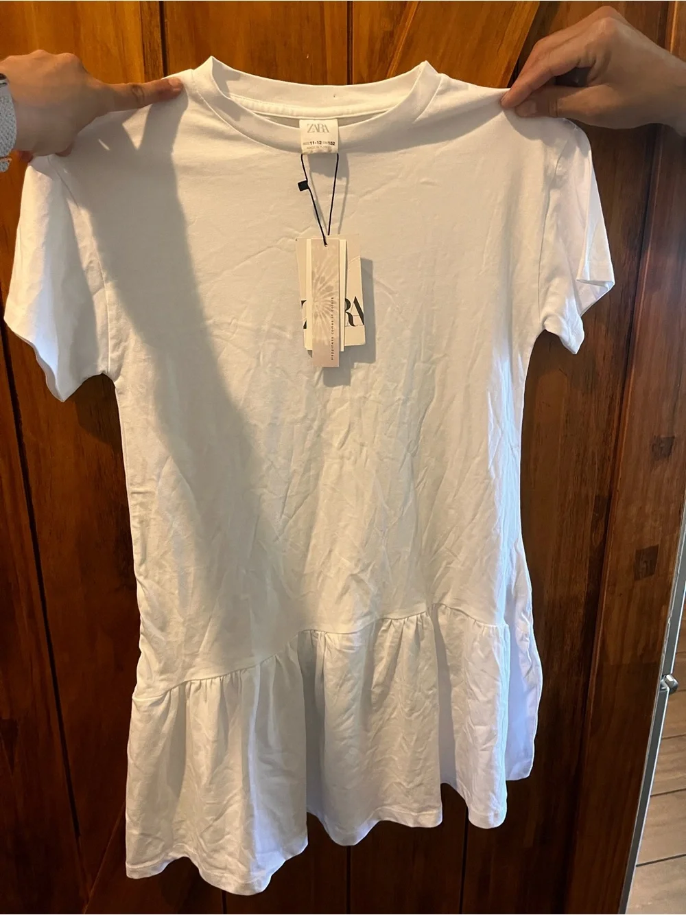 Zara White Short Sleeve Peplum Tunic