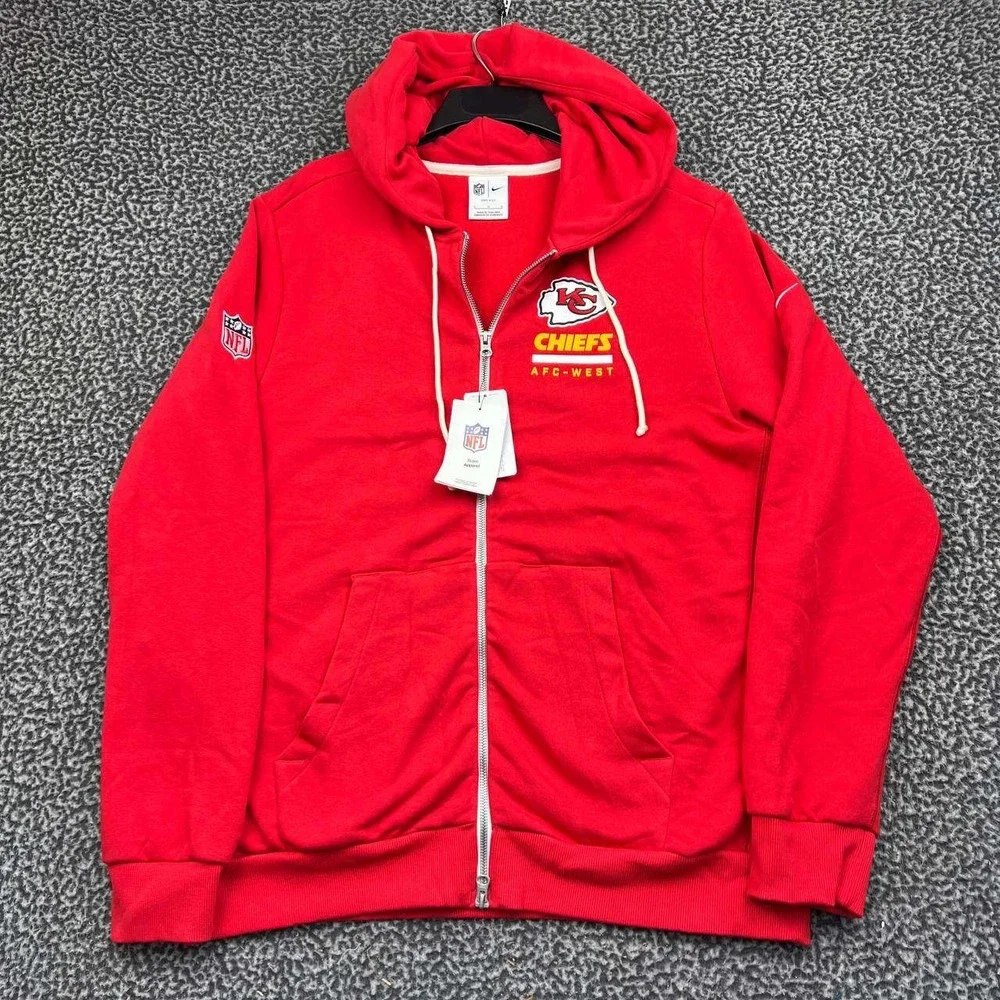 Nike Kansas City Chiefs AFC West Dri-Fit Full Zip Hoodie Men Large Red NFL New