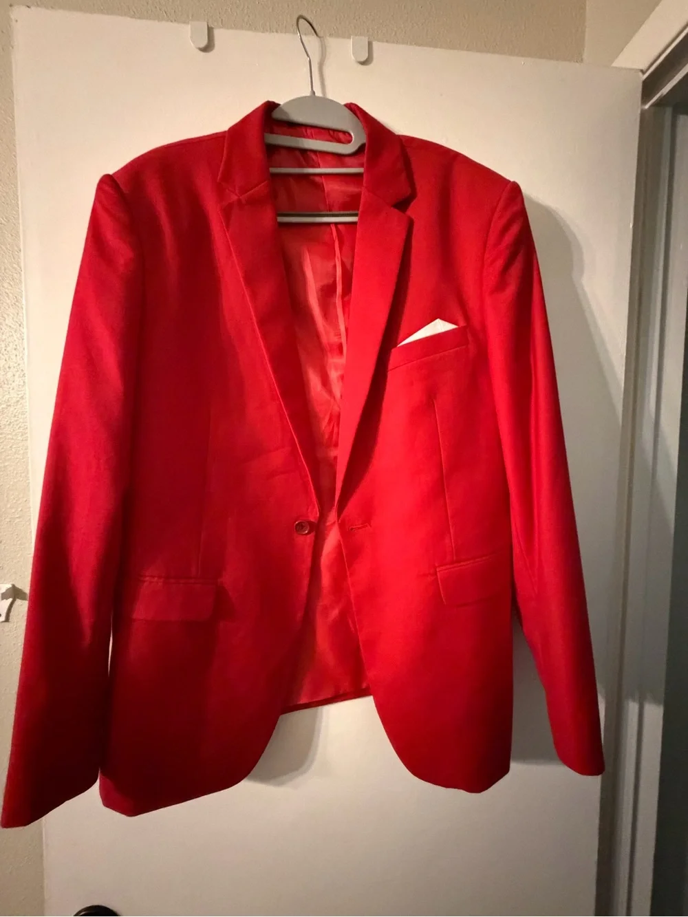 Red Men's Blazer - Classic Single-Breasted Suit Jacket