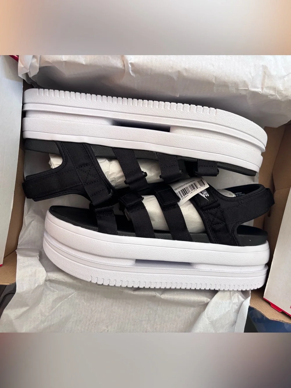 Nike icon Black and White Platform Sandals