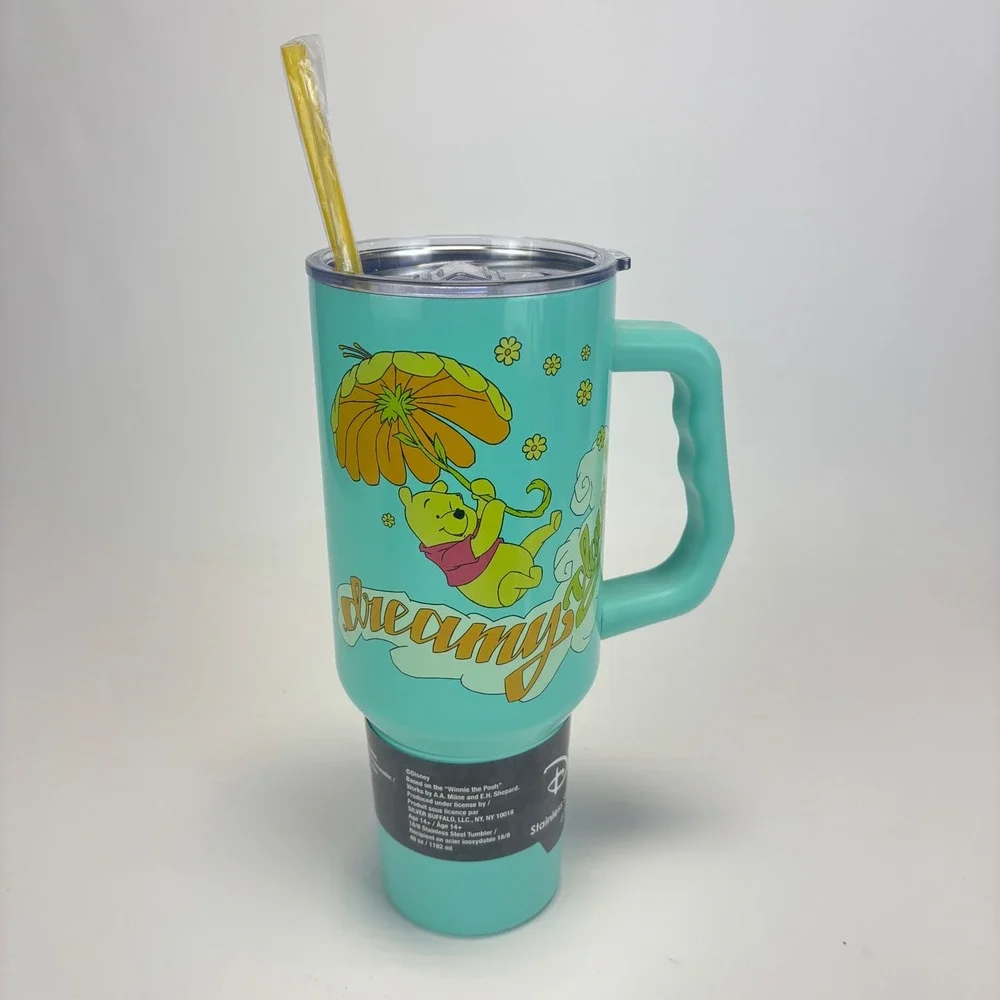 Silver Buffalo Disney Winnie Pooh Tumbler 40oz Teal Dreamy Days Insulated New