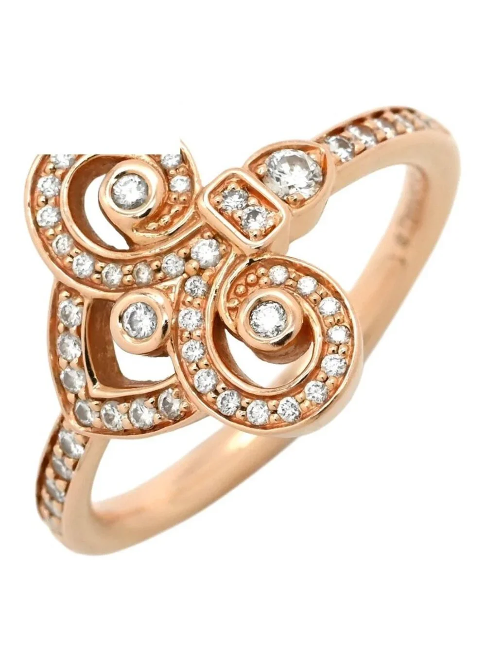 Tiffany & Co Ring Fleur de Lis Diamond Rose Gold Pink T& 18k PG Elsa Peretti