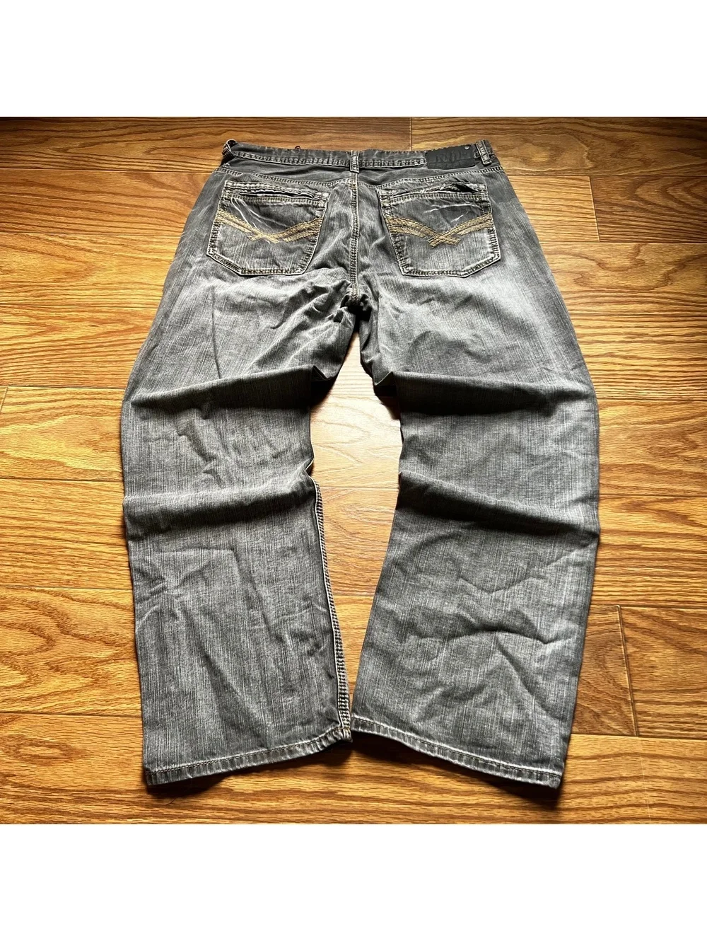 Y2K Vintage Axel Gray Wash Wide Leg Baggy Jeans Streetwear Grunge Skater Denim