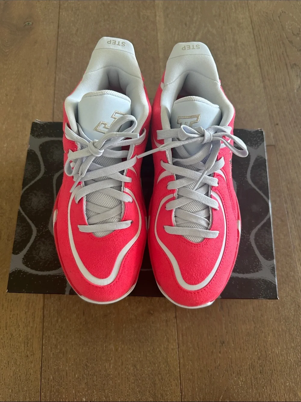 Jordan Tatum siren red Nike Sneakers with metallic silver logo