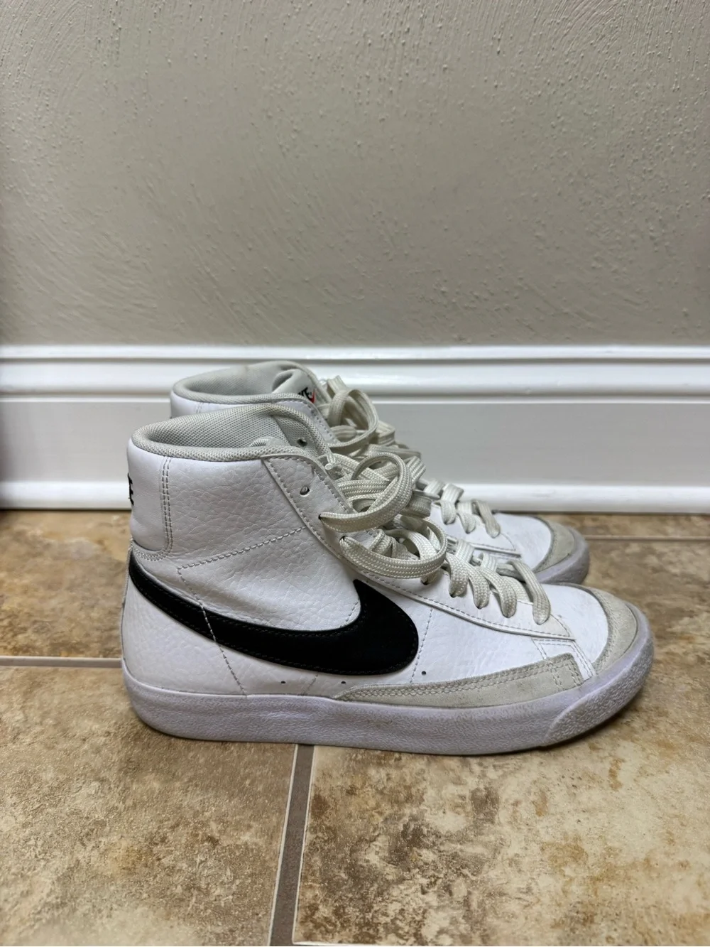 Nike Kids White and Black High-Top Sneakers
