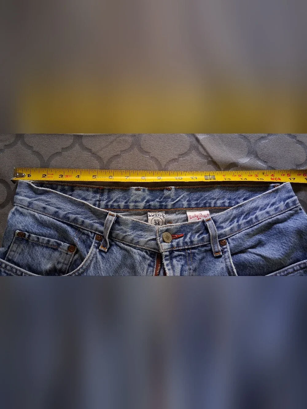 VTG Lucky Brand 74 Boot Leg Jeans 34x34 USA Made Distressed Thrashed