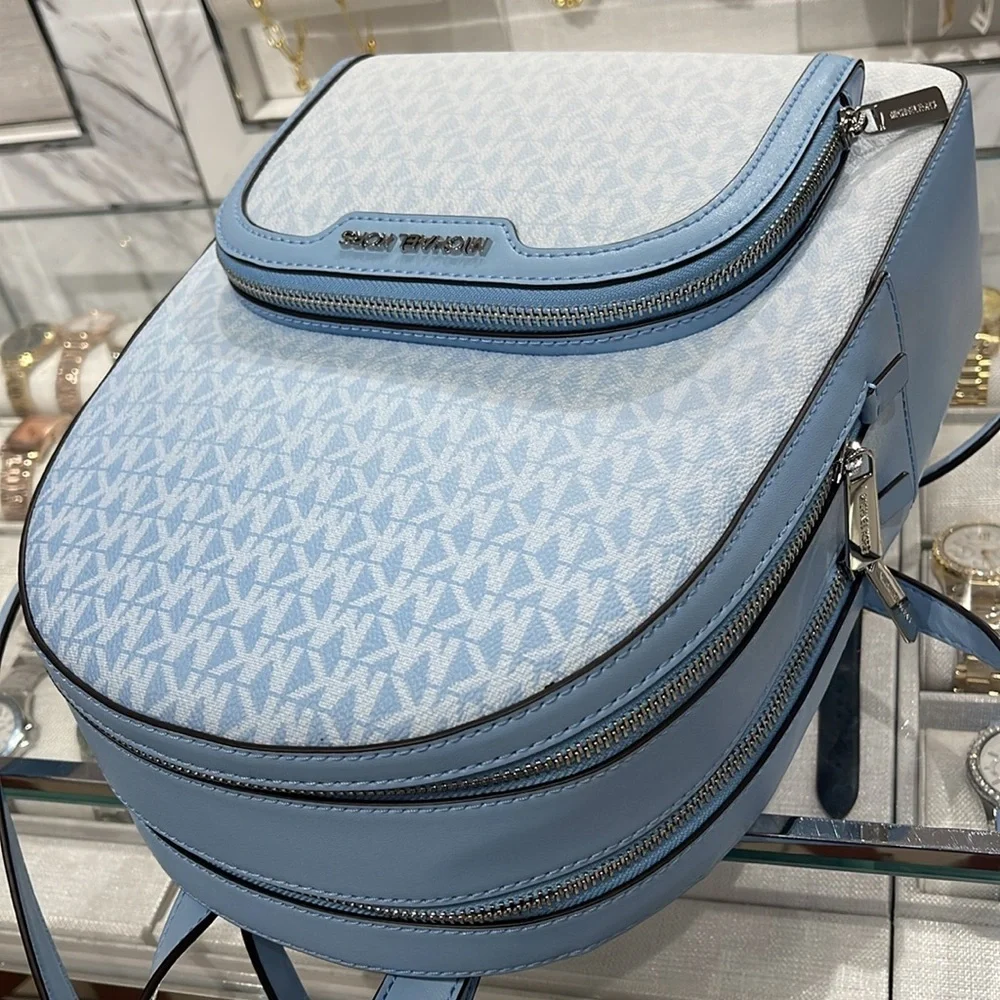 MICHAEL KORS Jaycee Medium Ombré Signature Logo Backpack Light Sky NWT