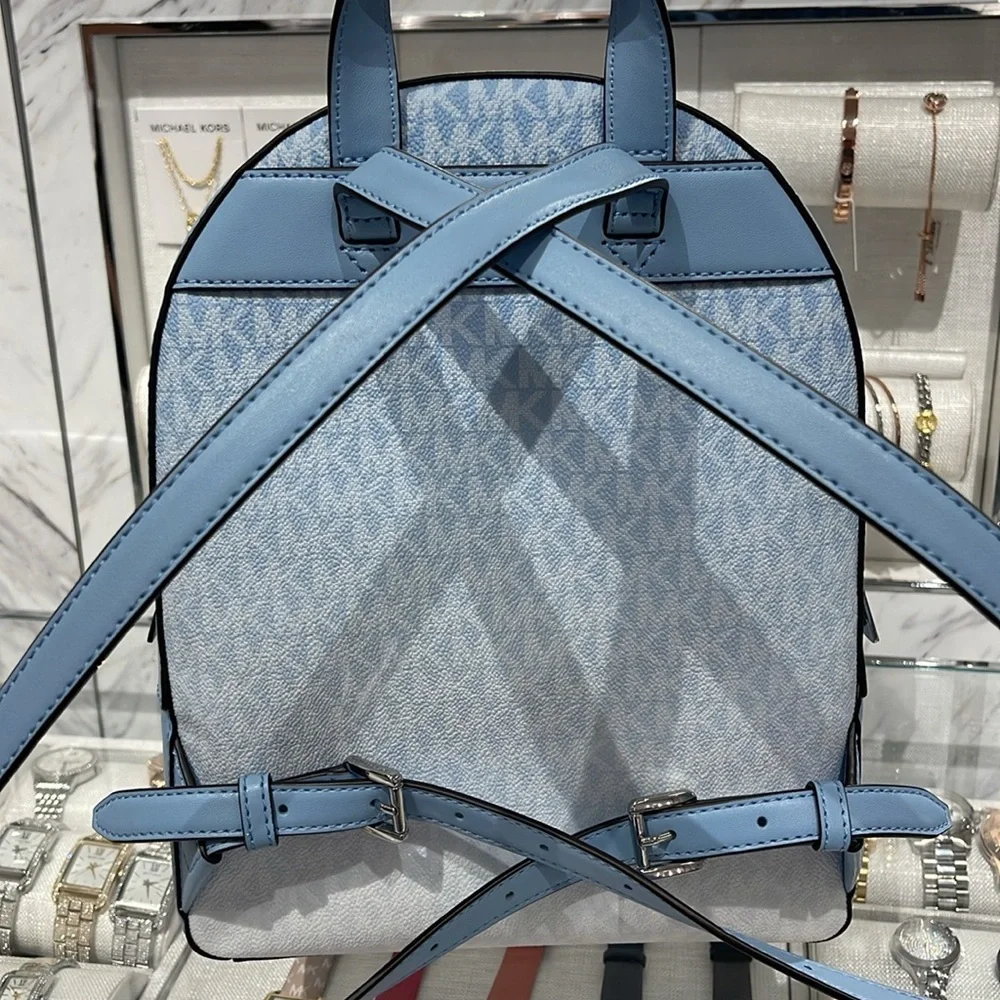 MICHAEL KORS Jaycee Medium Ombré Signature Logo Backpack Light Sky NWT