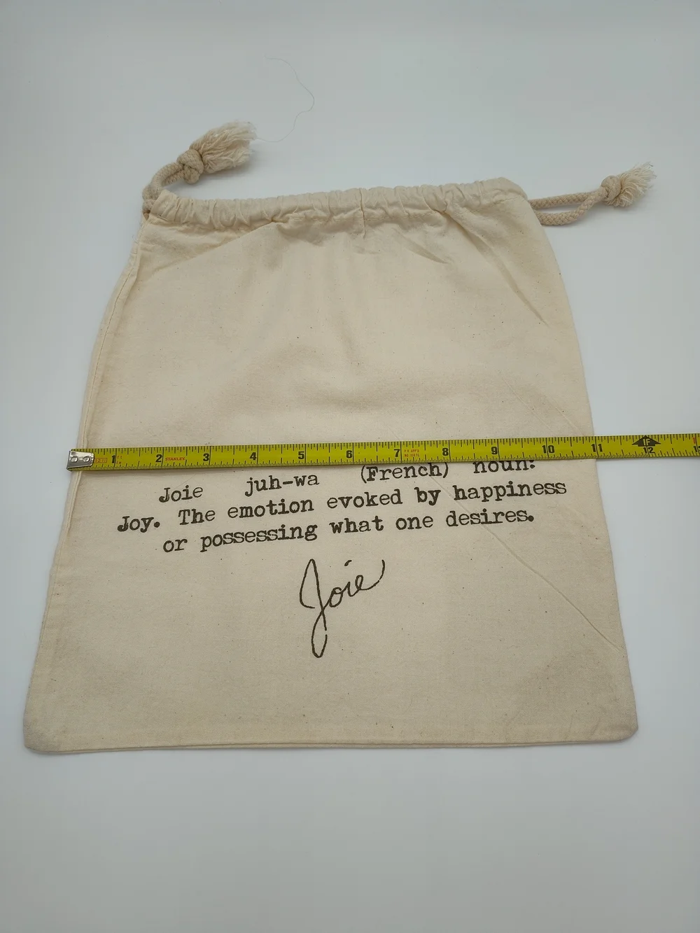 JOIE Juh-Wa French Definition Drawstring Dust Bag Cotton Canvas Pouch 12x11 EUC