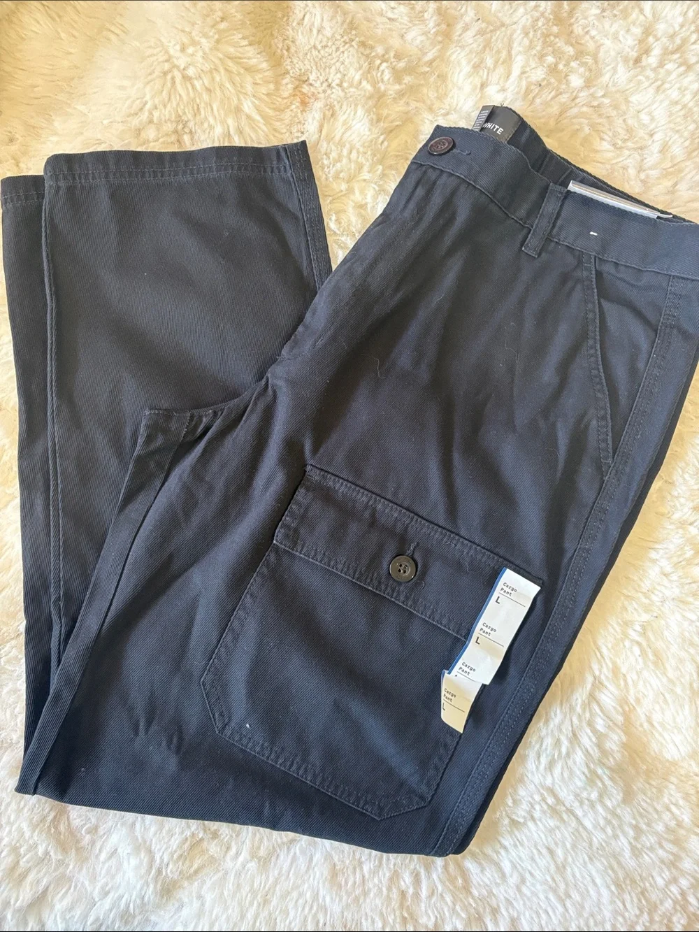 Classic Black Men's Cargo Pants with Button Flap Pocket