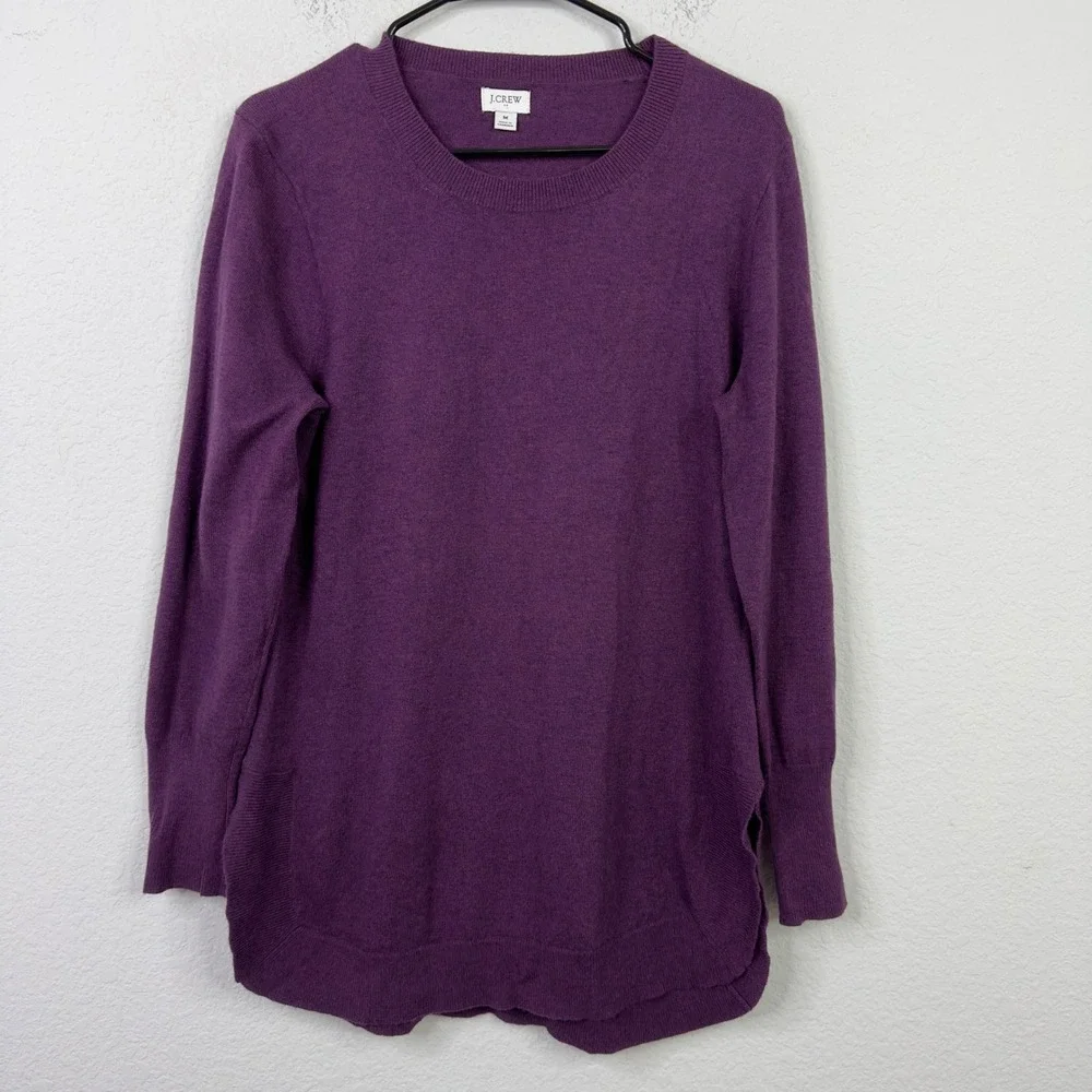 J. Crew Sweater Women‎ M Purple Cotton Wool Blend Knit Minimalist Capsule Tunic