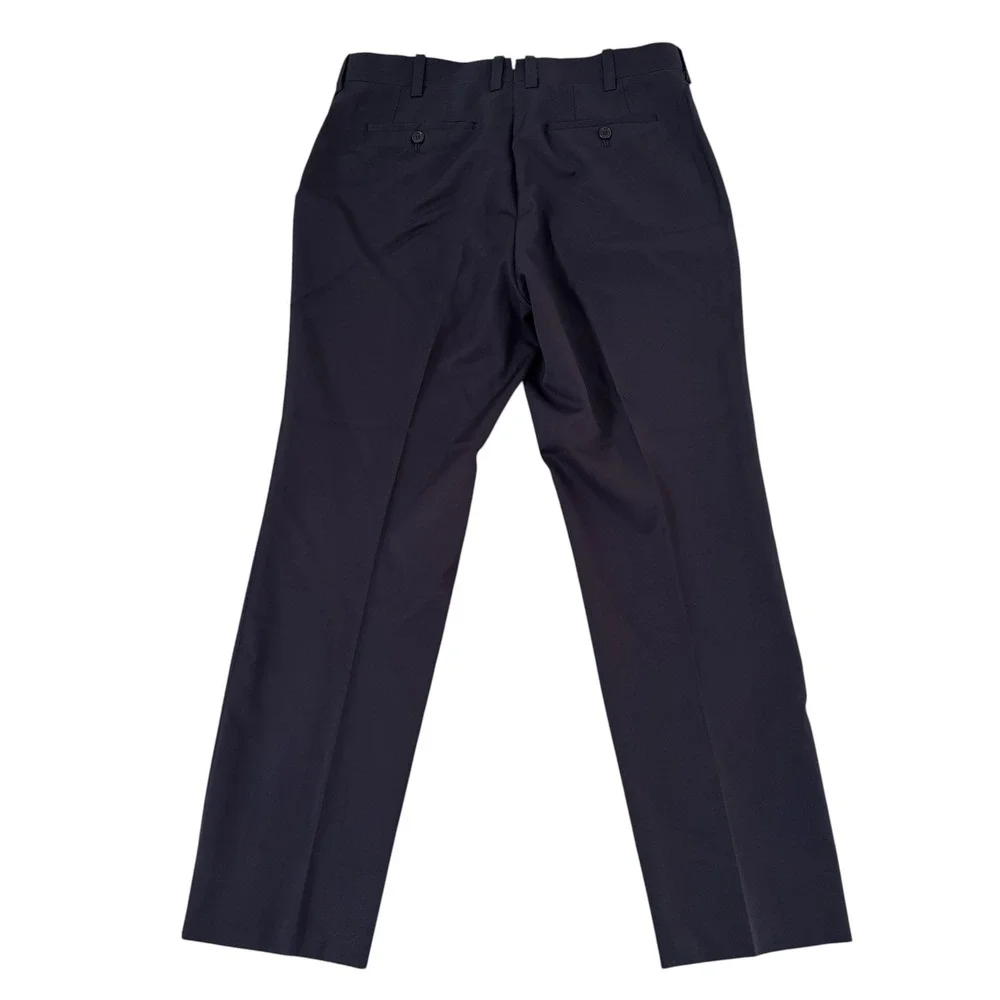 Mark Pomerantz 33x28.5 Navy Blue Wool‎ Flat Front Tailored Men's Dress Pants