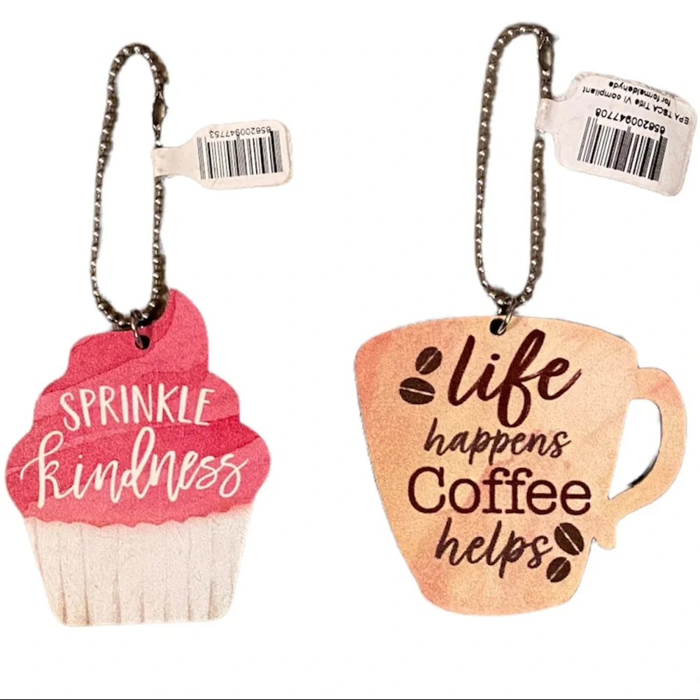 Cupcake & Coffee Theme Keychains Set set charms