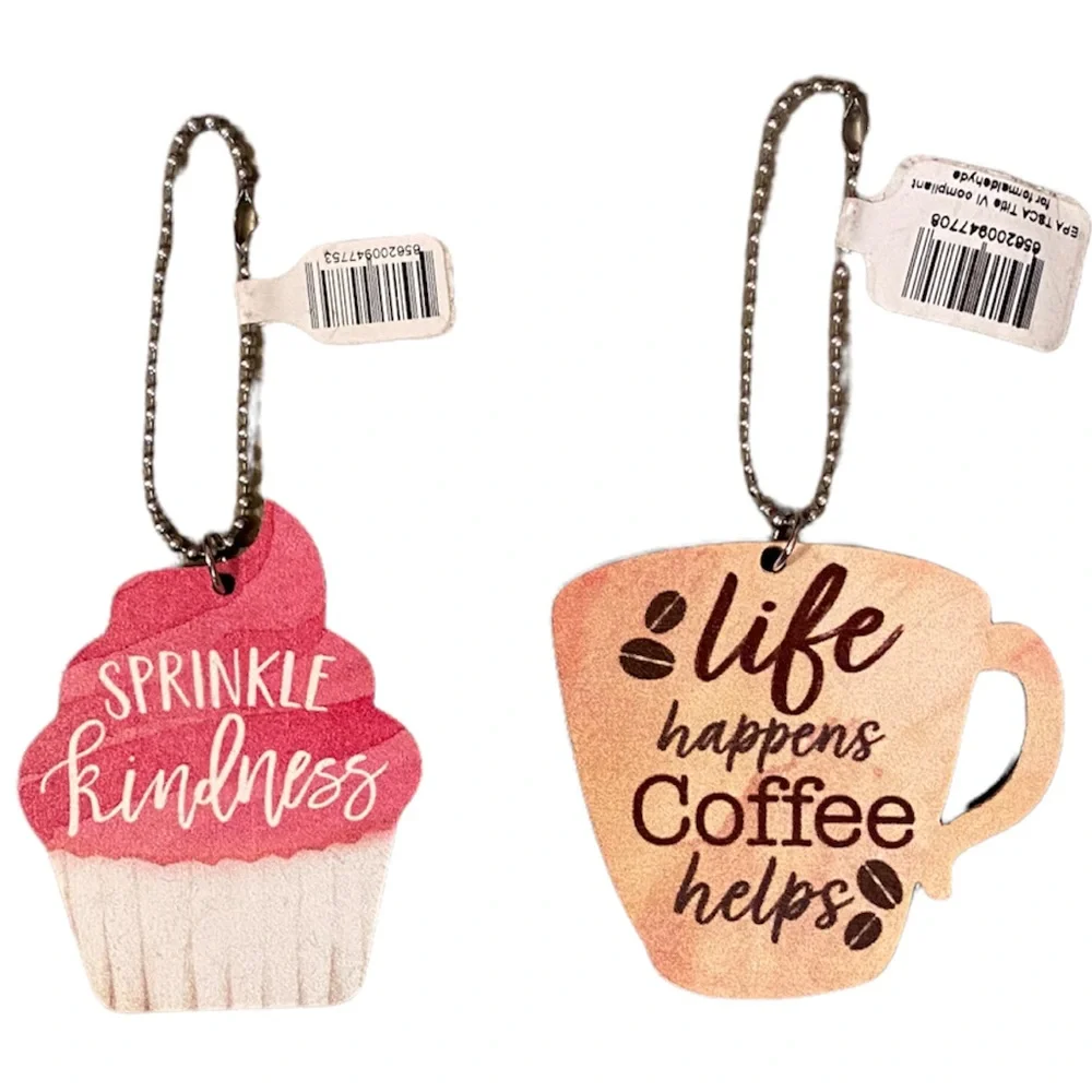 Cupcake & Coffee Theme Keychains Set charms verse set