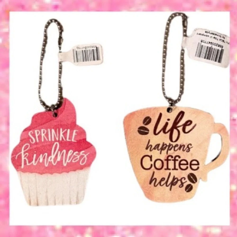 Cupcake & Coffee Theme Keychains Set new tag verse
