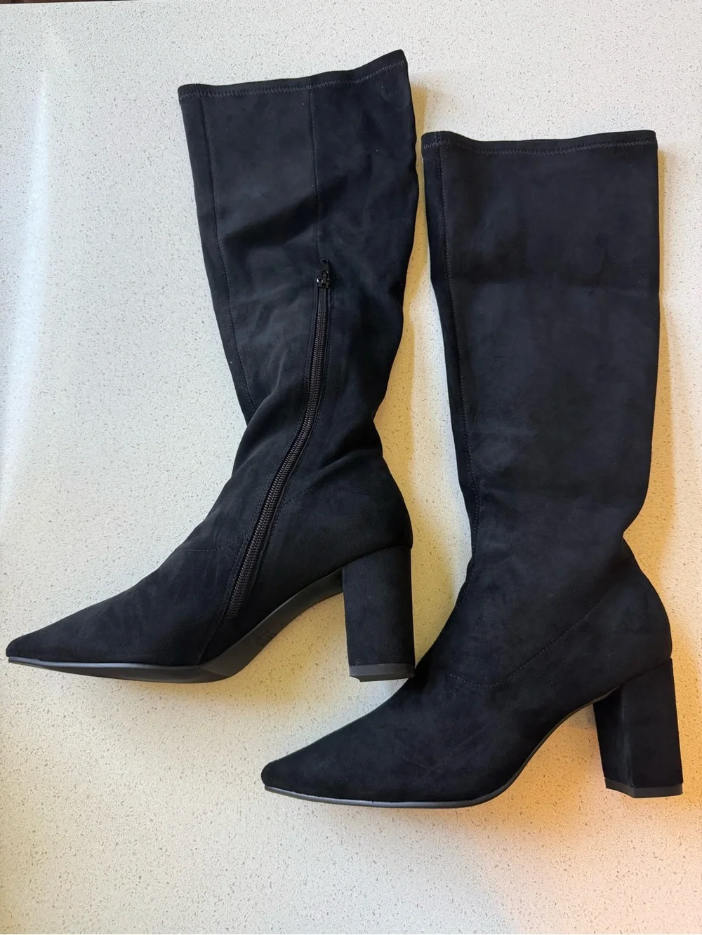 NIB Silent D Komass Black Microsuede Knee-High Boots Size 39 Wide