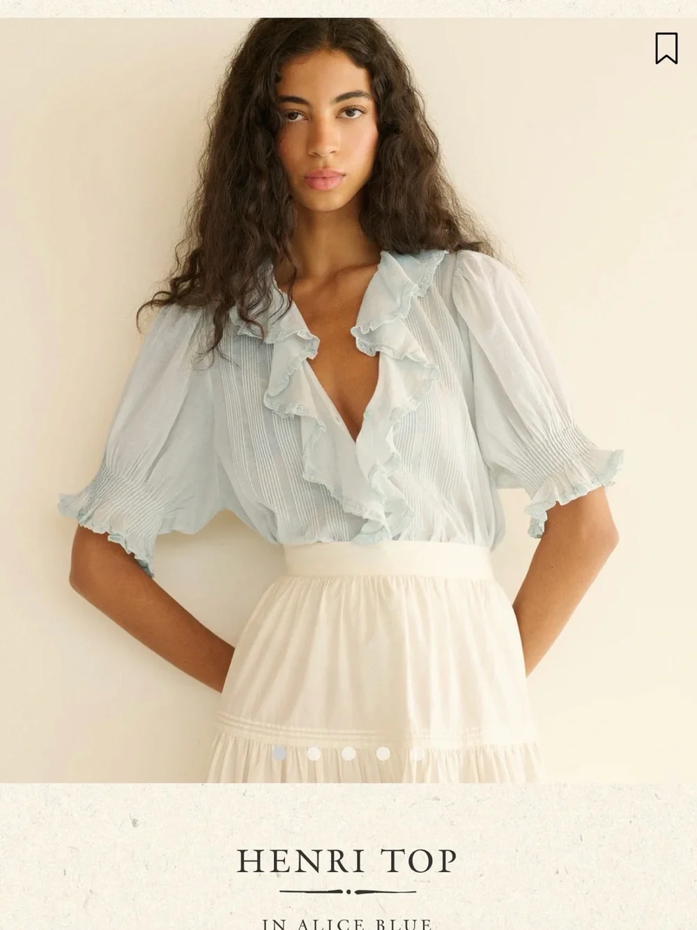 Doen Henri Top in Alice Blue Ruffle Blouse m