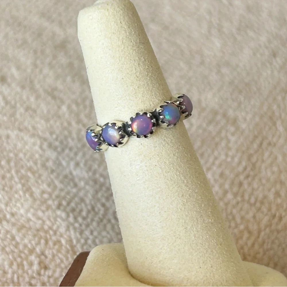 925 Sterling Silver Opal Eternity Ring