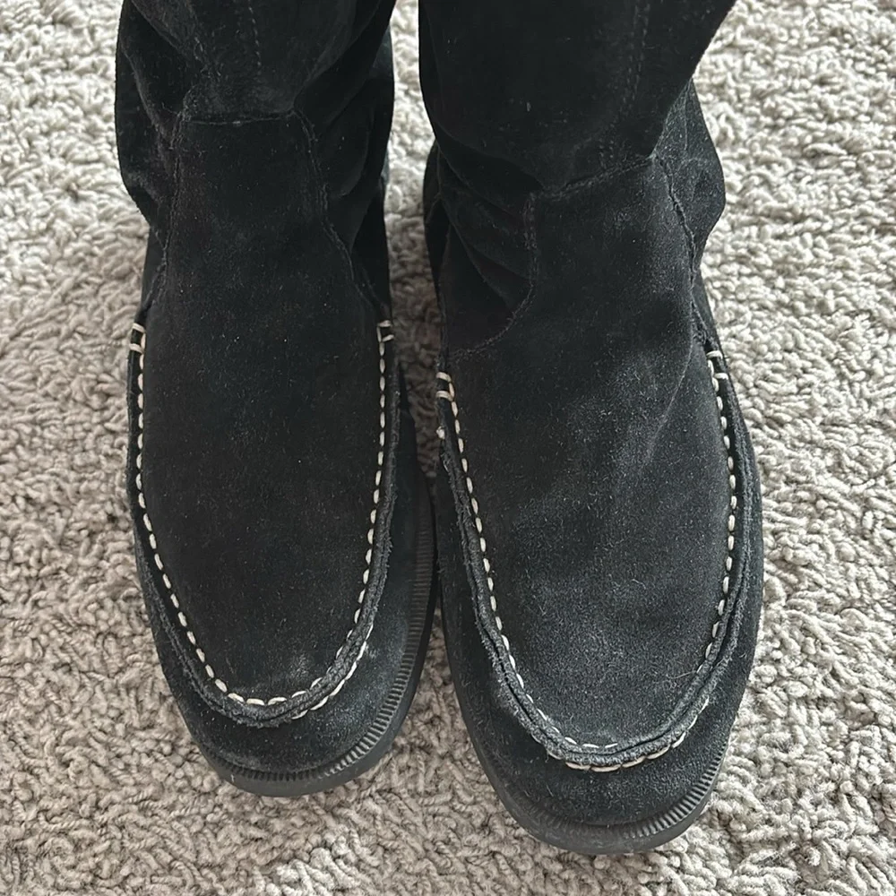 Sperry Top Sider Black Suede Knee-High mocassin Boots