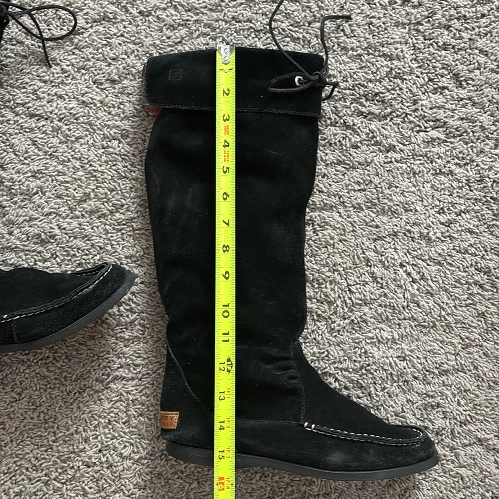 Sperry Top Sider Black Suede Knee-High mocassin Boots