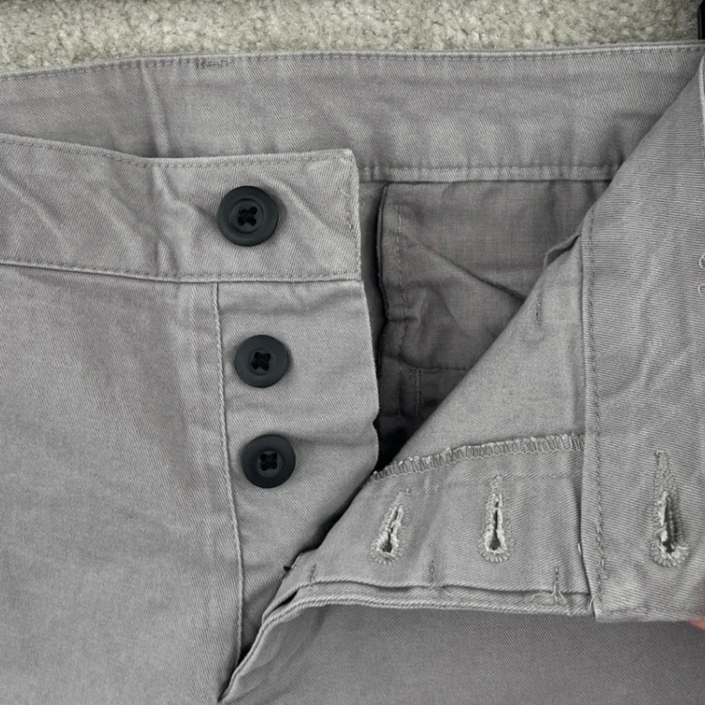 ASOS Button Fly Chino Shorts Size W30 Grey Cotton Stretch Slim Fit Preppy Summer