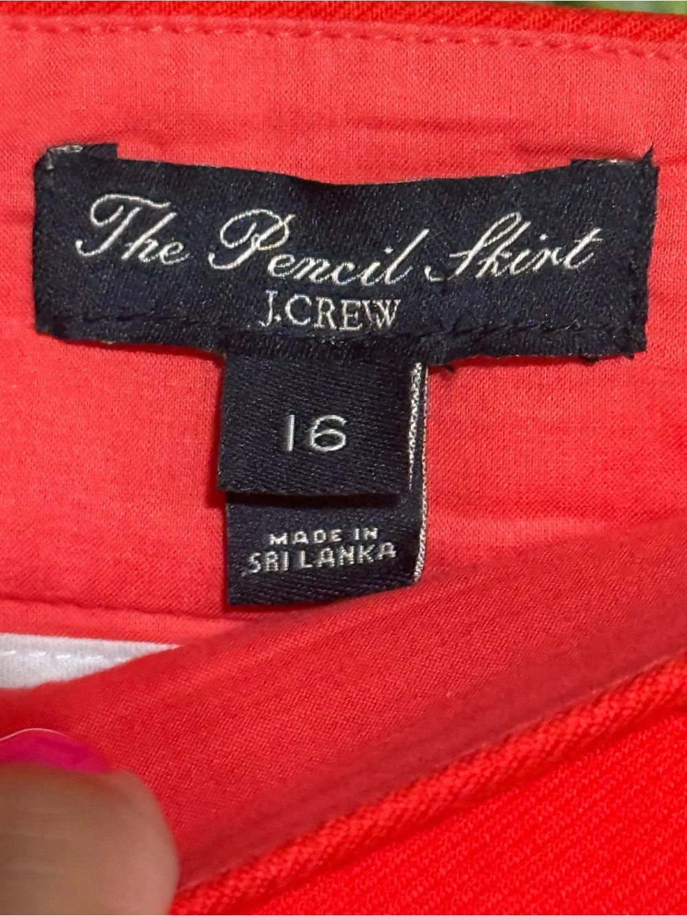 J. Crew The Pencil Skirt 100% Cotton Red Pencil Skirt size 16