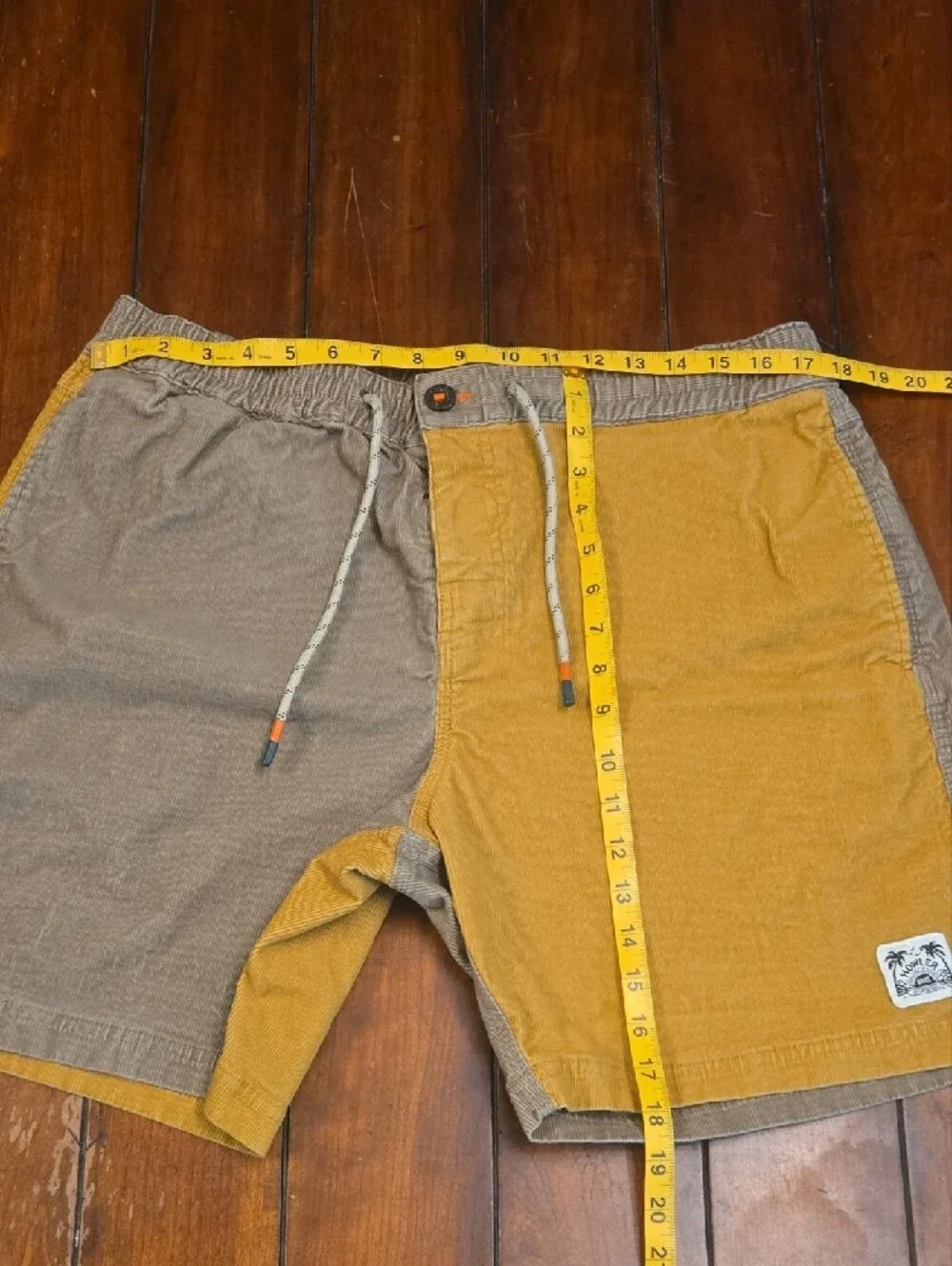 Howler Brothers Two-Tone Corduroy Shorts in Mustard and Taupe