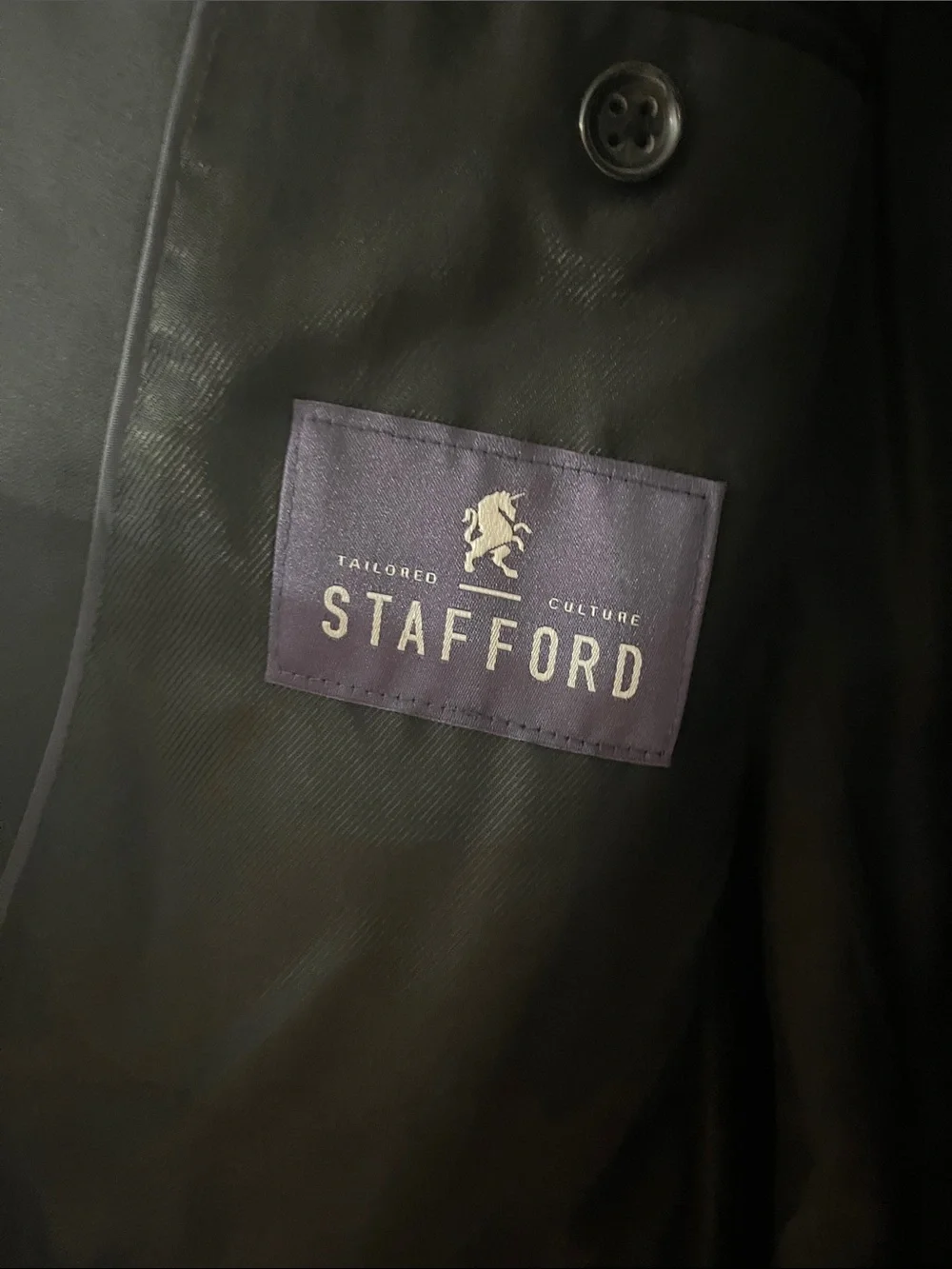 Stafford Black Two-Button Notch Lapel Sport Coat